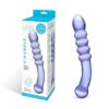 Glas Rain Ribbed Glass Dildo - Purple