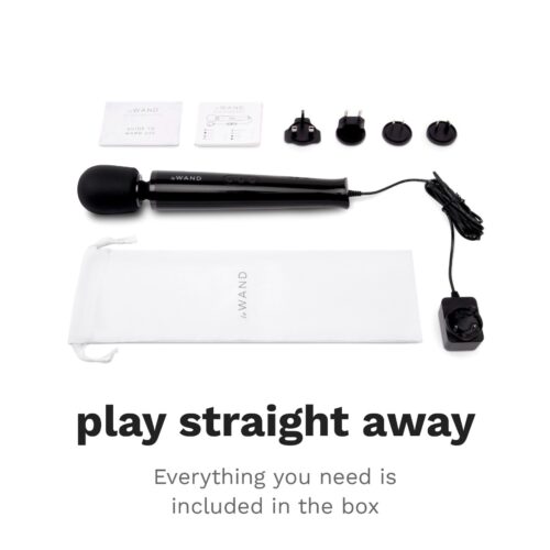 Le Wand Powerful Plug In Vibrating Wand Massager, accessories, and storage bag