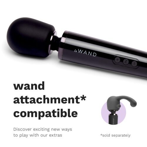 Le Wand Powerful Plug In Vibrating Wand Massager, with attachment compatibility features