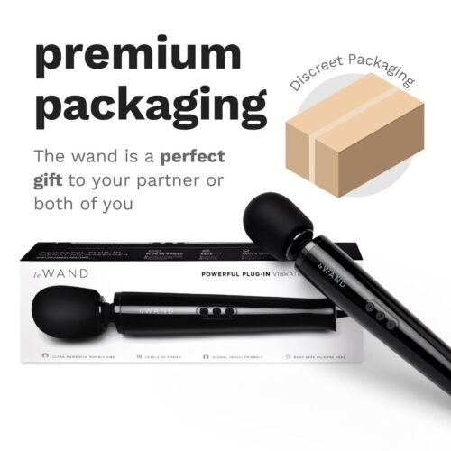 Le Wand Powerful Plug In Vibrating Wand Massager with premium packaging