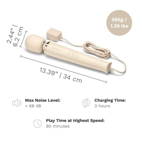 Le Wand Powerful Plug In Vibrating Wand Massager, with a beige design and control buttons