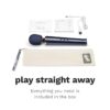 Le Wand Petite Rechargeable Wand Vibrator Massager with user guide, USB cable, and storage pouch, available at The Loving ...