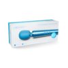 Le Wand Petite Rechargeable Wand Vibrator Massager in blue packaging