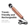 Le Wand Diecast Rechargeable Wand Vibrator Massager in copper, USB charger included