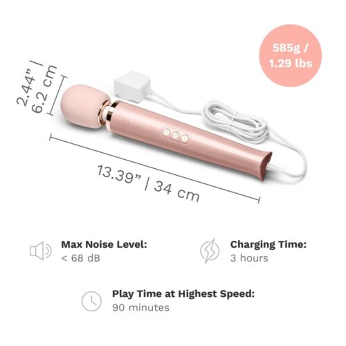Le Wand Powerful Plug In Vibrating Wand Massager in pink with control buttons