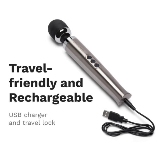 Le Wand Diecast Rechargeable Wand Vibrator Massager, travel-friendly and rechargeable