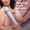 Le Wand Powerful Plug In Vibrating Wand Massager in blue held by a person