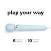 Le Wand Powerful Plug In Vibrating Wand Massager in blue, with buttons