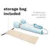 Le Wand Powerful Plug In Vibrating Wand Massager in blue with a storage bag