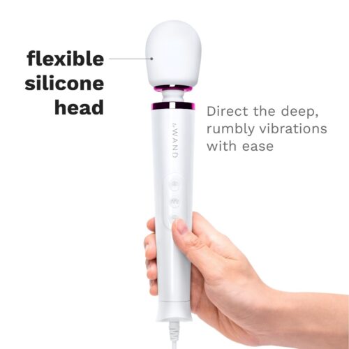 Le Wand Powerful Petite Plug In Wand Vibrator with a flexible silicone head