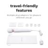 Le Wand Powerful Plug In Vibrating Wand Massager with multiple plug adaptors and storage bag, available at The Loving Comp...