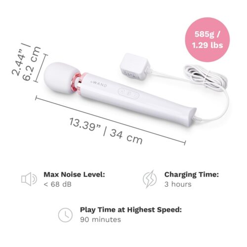 Le Wand Powerful Plug In Vibrating Wand Massager, white with a rounded head