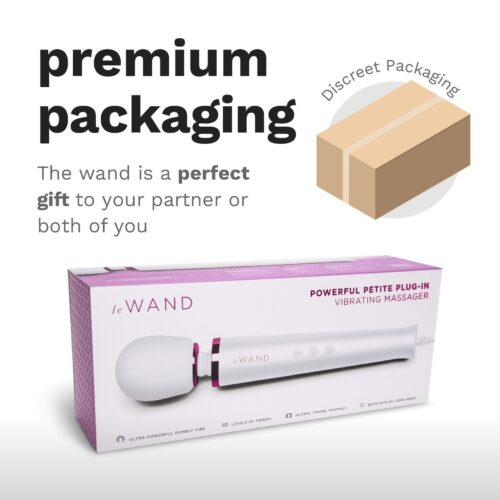 Le Wand Powerful Petite Plug-In Wand Vibrator in premium packaging