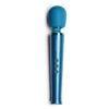 Le Wand Petite Rechargeable Wand Vibrator in blue color with three control buttons