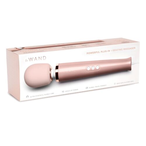 Le Wand Powerful Plug-In Vibrating Wand Massager, in a sleek design with a silicone head