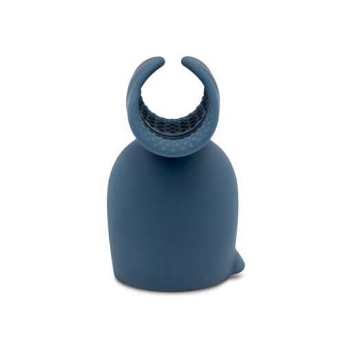 Le Wand Stroke Wand Vibrator Silicone Penis Play Attachment, in blue silicone