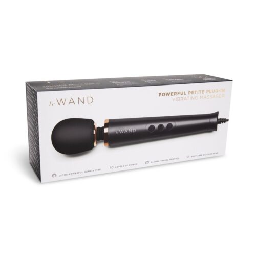 Le Wand Powerful Petite Plug-In Wand Vibrator, showcasing a sleek design and controls