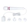Le Wand Powerful Petite Plug In Wand Vibrator with white body, pink accents, and multiple plug adapters, available at The ...