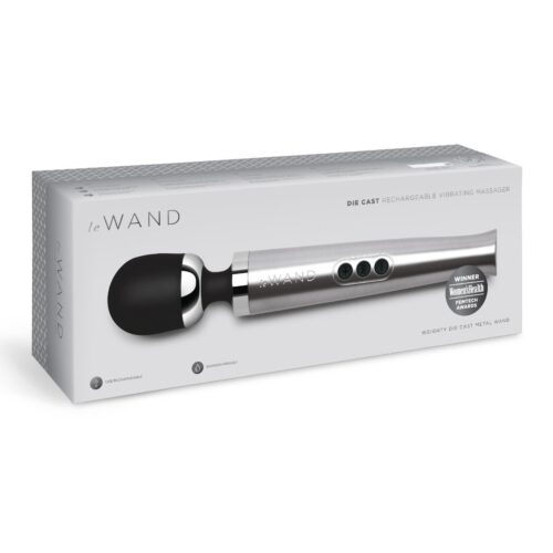 Le Wand Diecast Rechargeable Wand Vibrator Massager in packaging