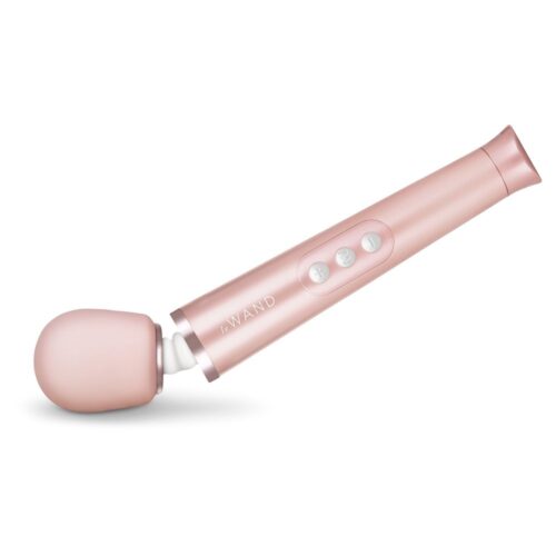 Le Wand Petite Wand Vibrator in gold, featuring ergonomic design and control buttons