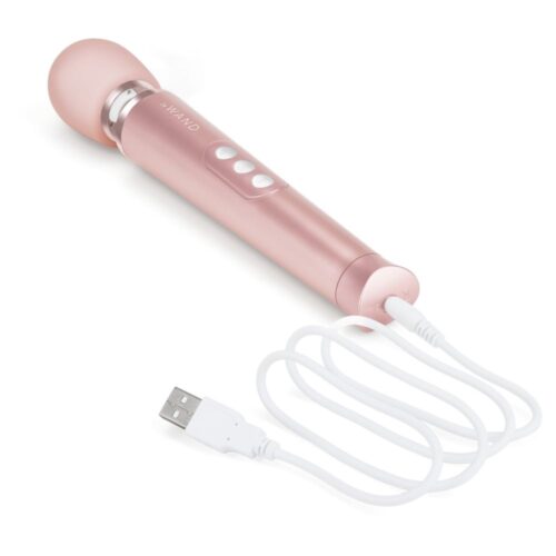 Le Wand Petite Wand Vibrator in gold, USB charging cable