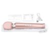 Le Wand Petite Wand Vibrator in gold, user guides, and USB charging cable