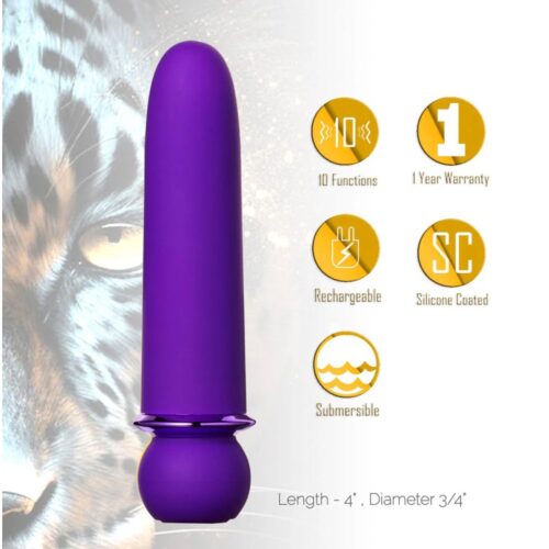 ma24-01-purple_3.jpg Maia Toys Jaguar 10 Function Rechargeable Silicone Coated Super Charged Bullet Vibrator