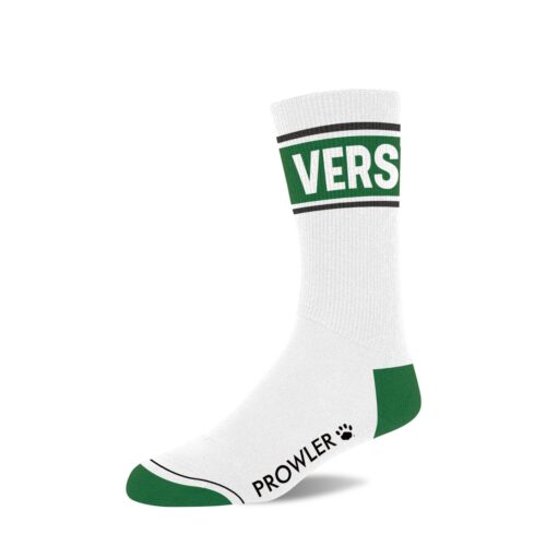 White sock with green accents and 'VERS' text