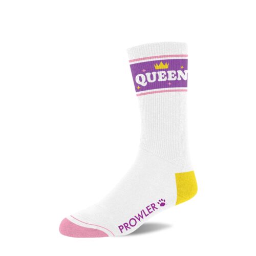 Sock with 'QUEEN' text and crown design