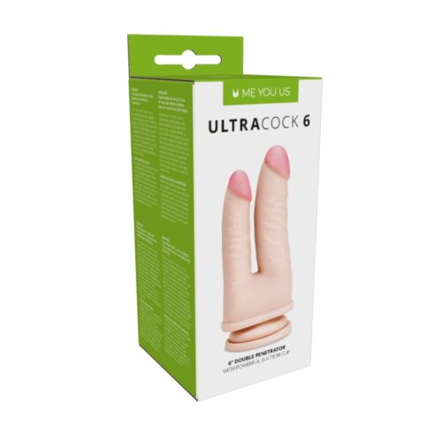 Me You Us Ultra Cock Double Penetrator Dildo - Vanilla, 6inch