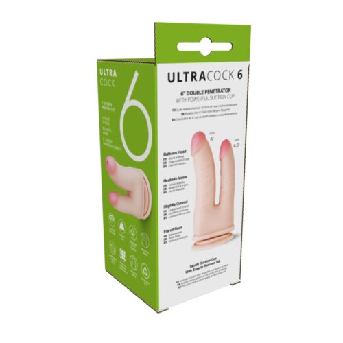 Me You Us Ultra Cock Double Penetrator Dildo - Vanilla, 6inch
