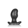 Black silicone plug with a curved design