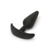 Black silicone anal plug with a tapered tip and flared base