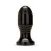 Black anal plug with tapered top and ridges