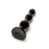 Black anal toywith a bulbous design and flared base
