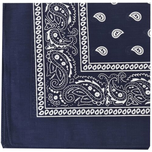 Navy bandana with white paisley design