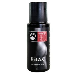 Prowler Red Relax Anal Lube 50ml bottle, with a black design and paw print logo