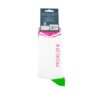 Colorful white socks with pink and green accents
