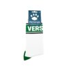 White socks with green 'VERS' lettering and black stripes
