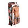 Tartan print thong packaging featuring a male model