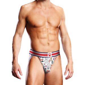 Muscular man wearing SOHO-themed underwear