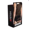 Model in sheer top and underwear on packaging