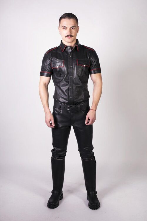 Prowler Red Leather Jeans - Black
