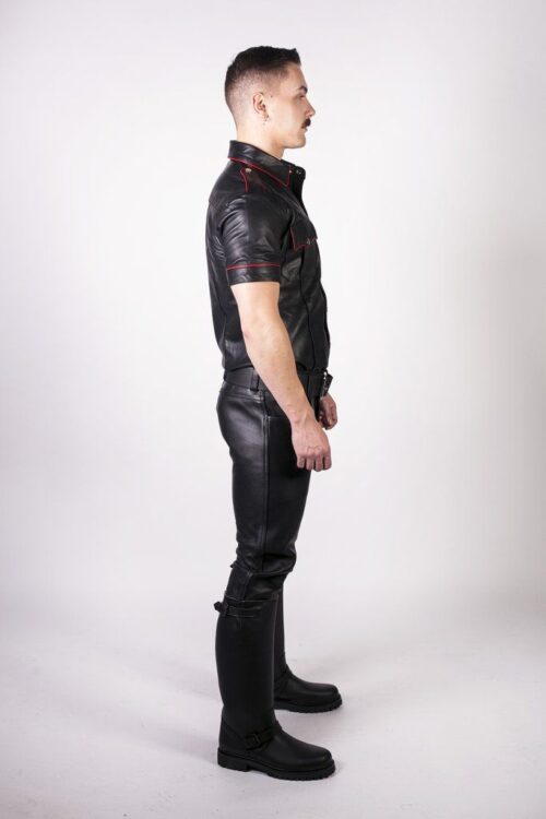 Prowler Red Leather Jeans - Black