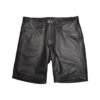 Prowler Red stripe shorts in black leather with distinctive side stripes