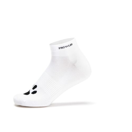 White ankle sock with a black paw print