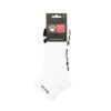 White socks with black lettering and a paw print design