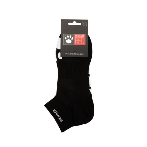 Black socks with white design