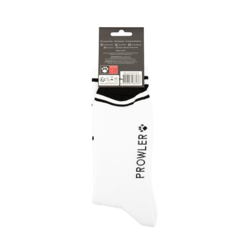 White socks with black accents and 'PROWLER' printed