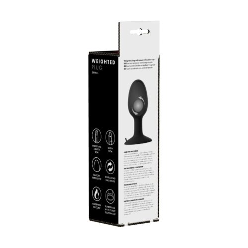 Small weighted plug packaging, features instructions and silicone material details